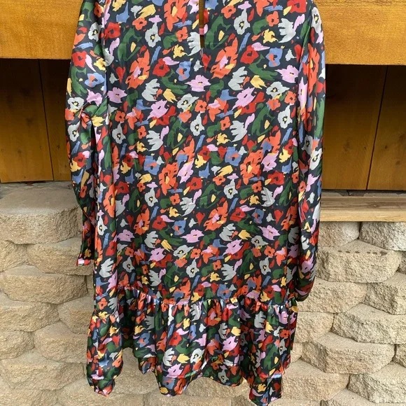 NWT-compania fantastica-Sz L-bright flower drop waist dress with double ruffle - Picture 5 of 5
